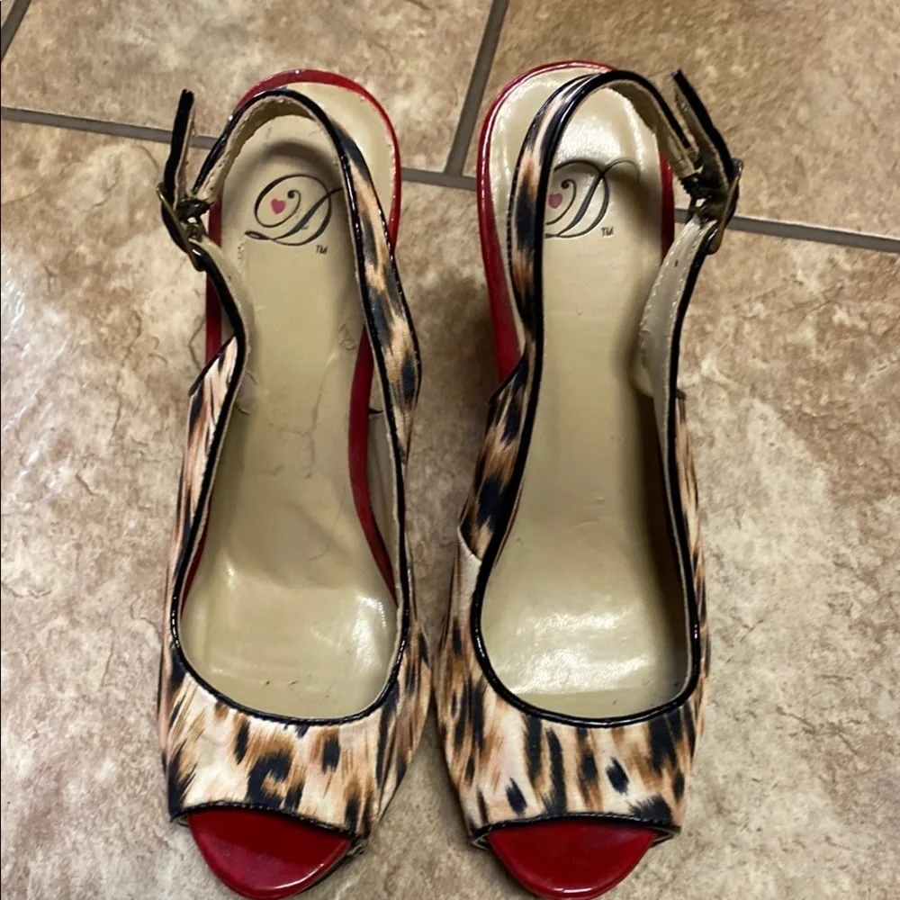 Brown and Red Stiletto Leopard Heels Coquette Cocktail Brunch